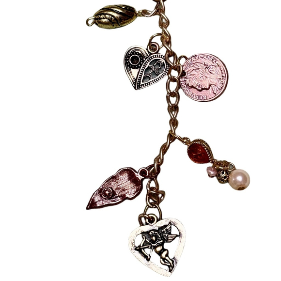 Rose Coin Bag Charm Keychain Handmade | One of a Kind | Crystal Accessory - Picture 2 of 3